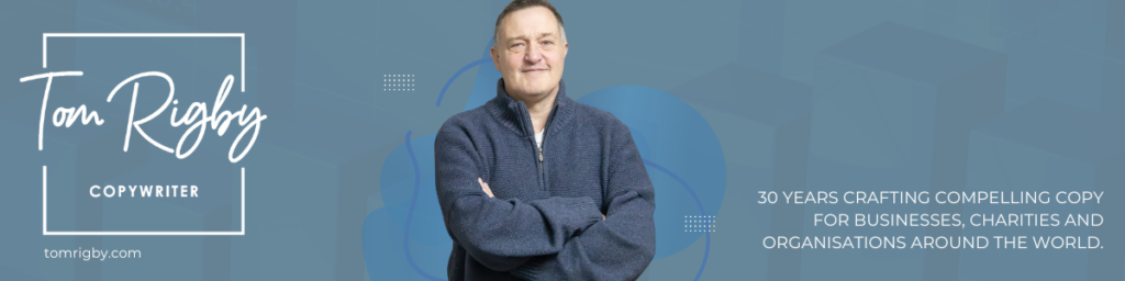 Contact banner for telecoms copywriting - Tom Rigby